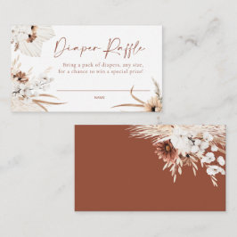 Boho Pampas Grass Diaper Raffle Card Anteckningskort