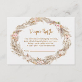 Boho Pampas Grass Diaper Raffle Card | Dusty Rose Tilläggskort