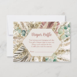 Boho Pampas Grass Diaper Raffle Card | Neutral Tack Kort