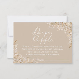 Boho Pampas Grass Diaper Raffle Card | Neutral Tack Kort
