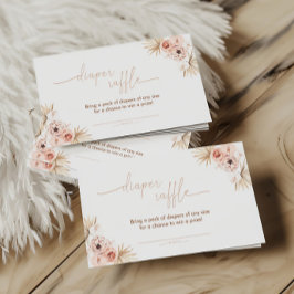 Boho Pampas Grass Diaper Raffle Card Tilläggskort