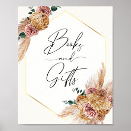 Boho Pampas Grass Dried Bouquet Bokar och Gifts Po Poster
