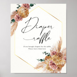 Boho Pampas Grass Dried Bouquet Diaper Raffle Post Poster