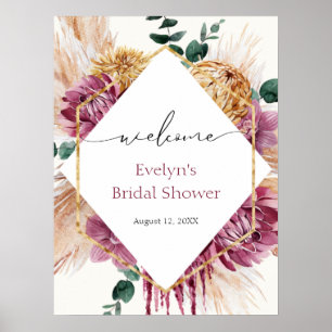 Boho Pampas Grass Dried Bouquet Välkomsthälsning P Poster