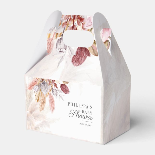 Boho Pampas Grass Dried Flowers Girl Baby Shower Presentaskar (Framsidan Sidan)