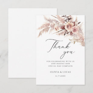 Boho Pampas Grass Dry Flowers Blommigt Cream Bröll Tack Kort