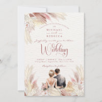 Boho Pampas Grass  Dusky Rosa Bröllop Invita