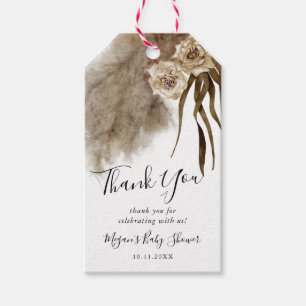 Boho Pampas Grass Fall Botanical Baby Shower Presentetikett