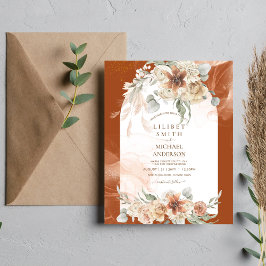 BOHO Pampas Grass Fall Wedding bjudande Flygblad