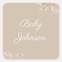 Boho Pampas Grass Favor Tag | Neutral Beige Rustic