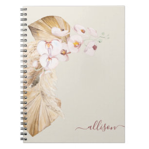 Boho Pampas Grass Flower Anteckningsbok