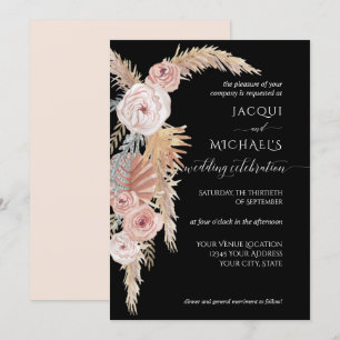 BOHO Pampas Grass Foliage Black Brown Blommigt Inbjudningar