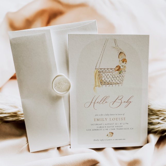 Boho Pampas Grass Gender Neutral Hej Baby Shower Inbjudningar (Skapare uppladdad)