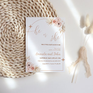 Boho Pampas Grass Gender Reveal bjudande Inbjudningar