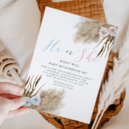Boho Pampas Grass Gender Reveal bjudande Inbjudningar