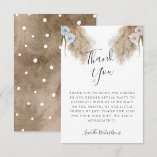 Boho Pampas Grass Gender Reveal Party Tack Kort