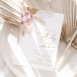 Boho Pampas Grass Girl Baby Shower-inbjudan Inbjudningar