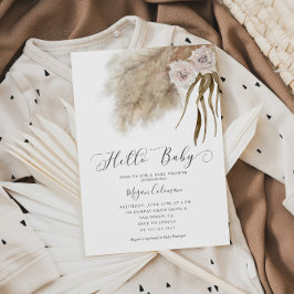 Boho Pampas Grass Girl Baby Shower Inbjudningar