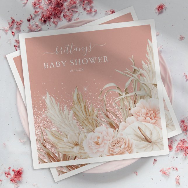 Boho Pampas Grass Girl Baby Shower Napkins Pappersservett (Skapare uppladdad)
