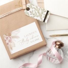 Boho Pampas Grass Girl Baby Shower Rektangulärt Klistermärke