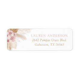 Boho Pampas Grass Girl Baby Shower Returadress Etikett