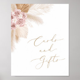 Boho Pampas Grass Girl Shower Card and Gifts Poster