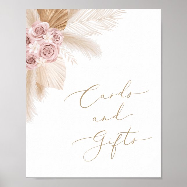 Boho Pampas Grass Girl Shower Card and Gifts Poster (Framsidan)