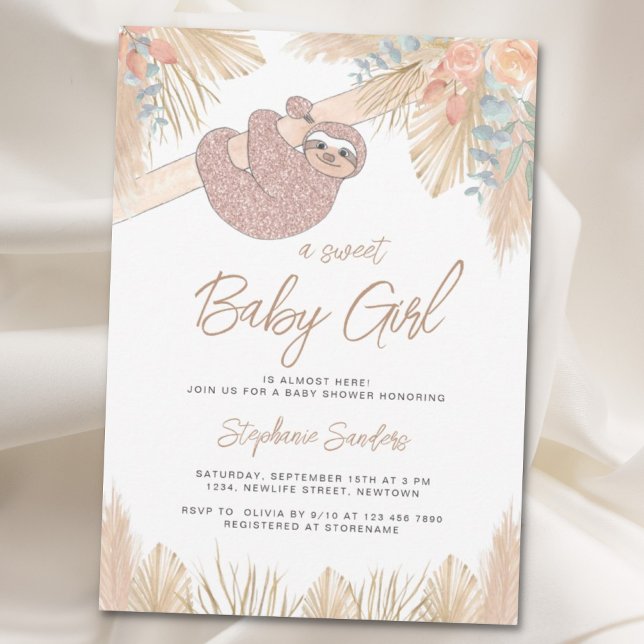 Boho Pampas Grass Girl's Baby Shower Inbjudningar (Skapare uppladdad)