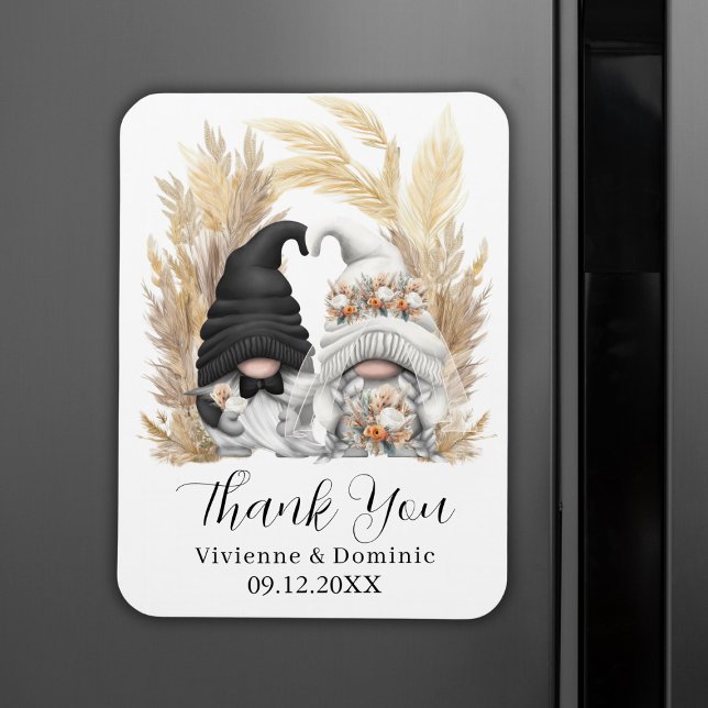 Boho Pampas Grass Gnome Bröllop - tackkort Magnet (Boho Pampas Grass Gnome Wedding Thank You Card Magnet
)