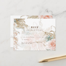 BOHO Pampas Grass Gult Bröllop vykort