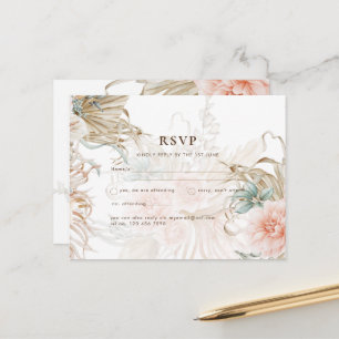 BOHO Pampas Grass Gult Bröllop vykort