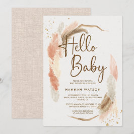 Boho Pampas Grass Hej Baby Shower Inbjudningar