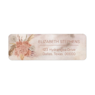 Boho Pampas Grass Hydrangea Blooms Returadress Etikett