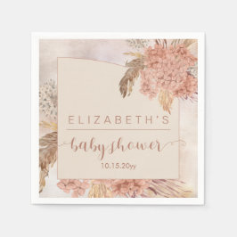 Boho Pampas Grass | Hydrangeas Girl Baby Shower N Pappersservett