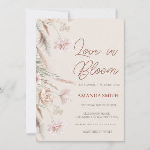 Boho Pampas Grass Kärlek i Bloom Möhippa Inbjudningar