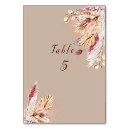 Boho Pampas Grass Löv Handflatan Frond Bordsnummer