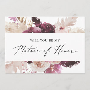 Boho Pampas Grass Matron of Honor Frieri kort