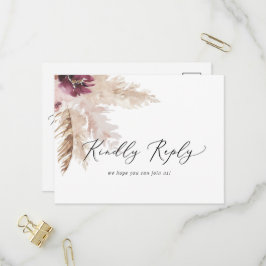 Boho Pampas Grass Menu OSA Postcard Inbjudan Vykort