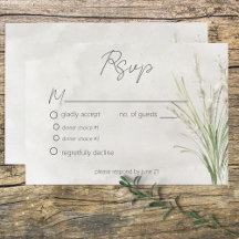 Boho Pampas Grass Minimal Modern Response Card