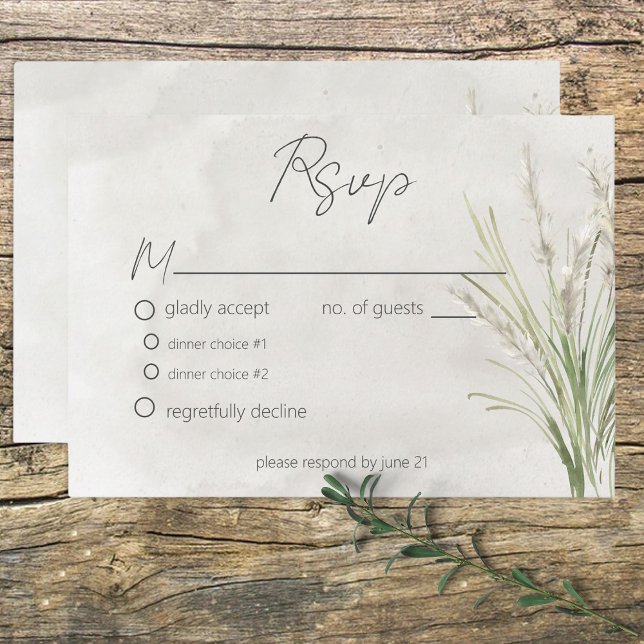 Boho Pampas Grass Minimal Modern Response Card OSA Kort (Skapare uppladdad)