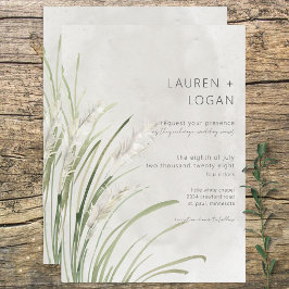 Boho Pampas Grass Minimal Modern Wedding Invite Inbjudningar