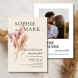 Boho Pampas Grass Minimalist With Photo Inbjudningar