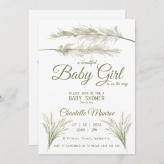 Boho Pampas Grass Modern Bohemian Baby Shower Inbjudningar