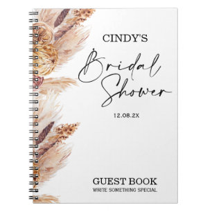 Boho Pampas Grass Möhippa Guest Anteckningsbok