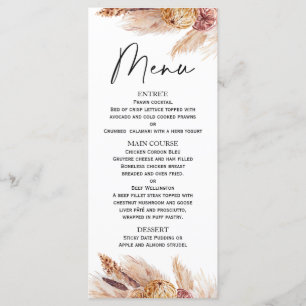 Boho Pampas Grass Möhippa Menu Meny