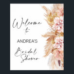 Boho Pampas Grass Möhippa Välkommen Poster<br><div class="desc">Boho Pampas Grass Möhippa Välkommen Poster Elegant Boho Temad möhippa Välkomsttecken med en blommigt arrangemang med pampasgräs och torra blommor i naturliga toner och nyp. Rubriken för kalligrafi är en bild som kan tas bort.</div>