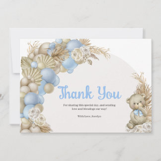 Boho Pampas Grass Nalle Baby Shower Tack Kort
