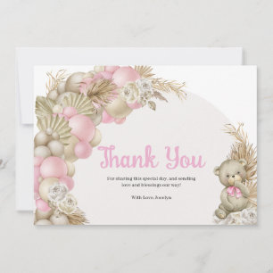 Boho Pampas Grass Nalle Baby Shower Tack Kort
