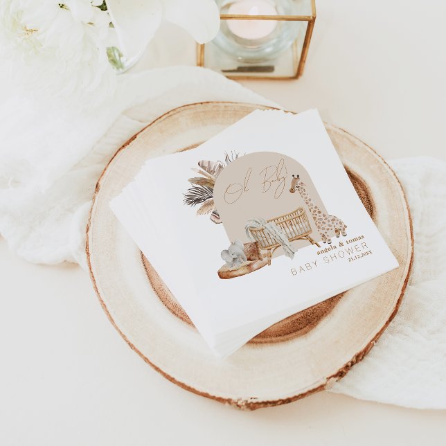 Boho Pampas Grass Neutralt Baby Shower Pappersservett (Skapare uppladdad)
