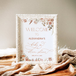 Boho Pampas Grass Neutralt Baby Shower Poster